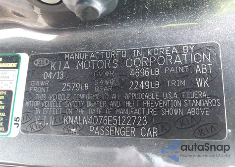 2014 Kia Cadenza Premium from USA, damaged, VIN KNALN4D76E5122723